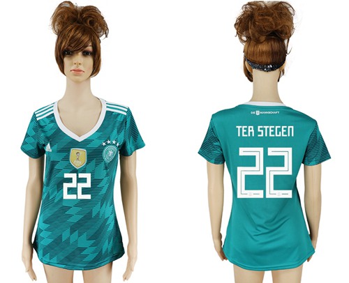 Women's Germany #22 Ter Stegen Away Soccer Country Jersey - Click Image to Close